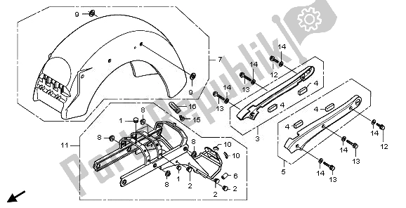 Tutte le parti per il Parafango Posteriore E Maniglione del Honda VT 750C 2008