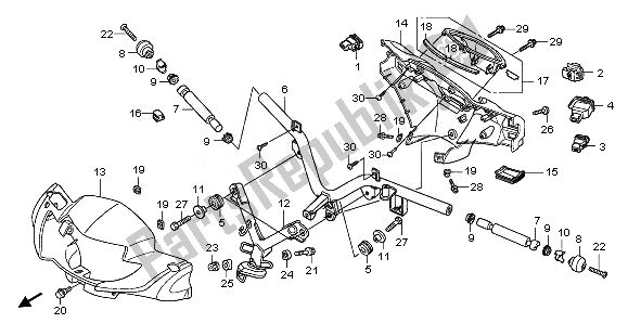 All parts for the Handle Pipe & Handle Cover & Switch of the Honda ANF 125 2010