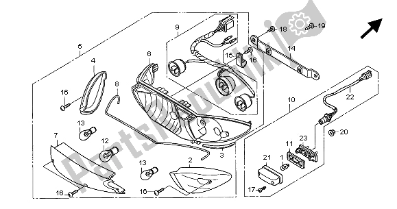 All parts for the Rear Combination Light of the Honda CBF 600 SA 2005