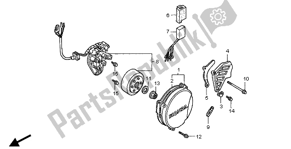 Tutte le parti per il Coperchio Carter Sinistro E Generatore del Honda CR 500R 2001