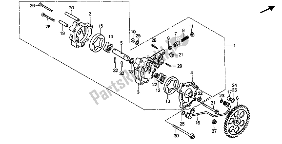 All parts for the Oil Pump of the Honda XR 600R 1986