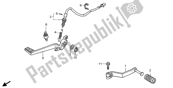 All parts for the Pedal of the Honda VFR 800 2009