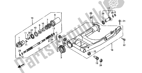 All parts for the Swingarm of the Honda ST 1100 1992