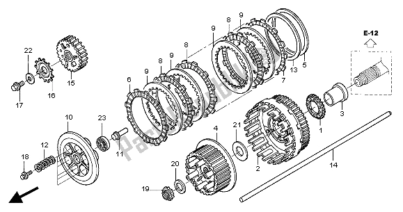 All parts for the Clutch of the Honda ST 1300 2004