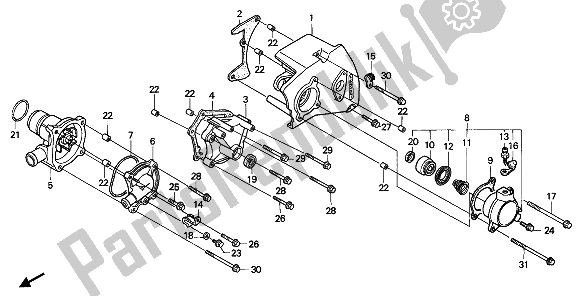 All parts for the Water Pump of the Honda VFR 750F 1990