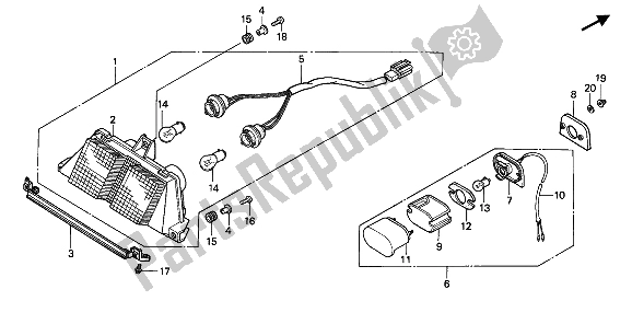 Tutte le parti per il Fanale Posteriore del Honda VFR 400R3 1990