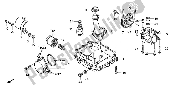 All parts for the Oil Pan & Oil Pump of the Honda CBF 1000 FA 2011