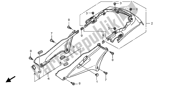 Tutte le parti per il Coperchio Laterale E Cappuccio Posteriore del Honda ST 1300A 2006