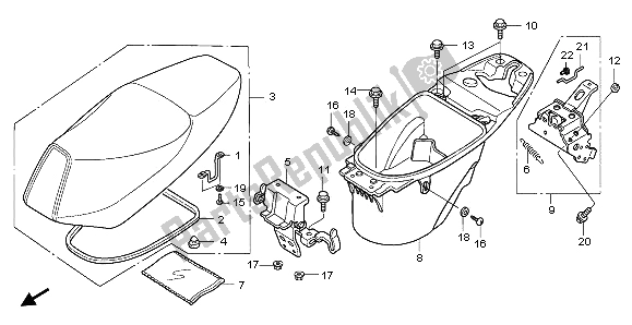 Todas las partes para Asiento Y Caja De Equipaje de Honda SCV 100F 2006