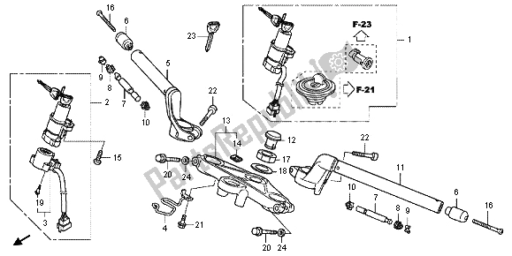 All parts for the Handle Pipe & Top Bridge of the Honda CBR 250 RA 2013
