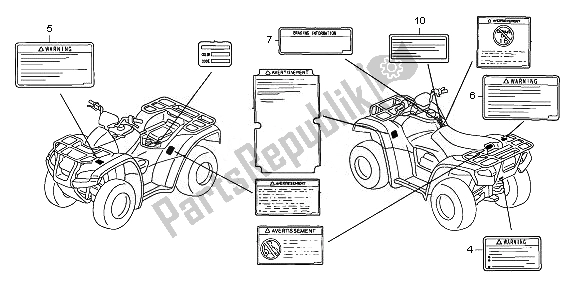 All parts for the Caution Label of the Honda TRX 680 FA Fourtrax Rincon 2010