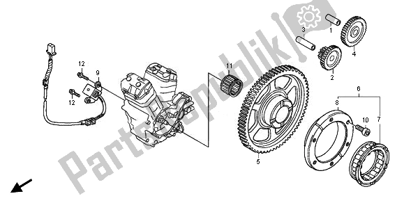 All parts for the Pulse Generator & Starting Clutch of the Honda XL 700V Transalp 2011