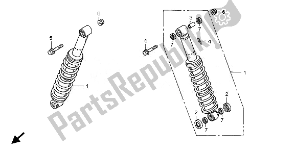 All parts for the Rear Cushion of the Honda TRX 680 FA Fourtrax Rincon 2008