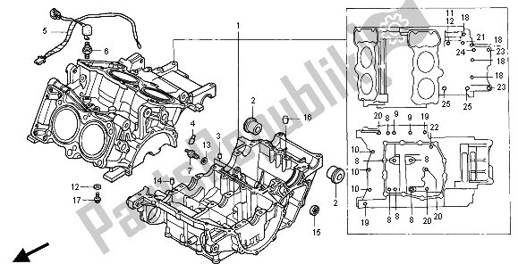 Todas as partes de Bloco Do Motor do Honda VFR 800 FI 2000