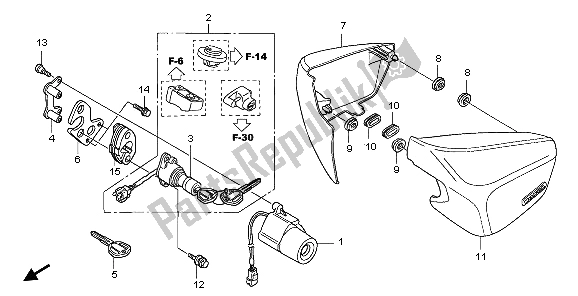 Todas as partes de Tampa Lateral do Honda VT 750 CA 2007