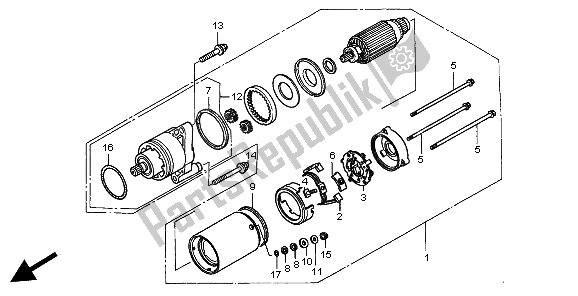 All parts for the Starting Motor of the Honda GL 1500C 1998