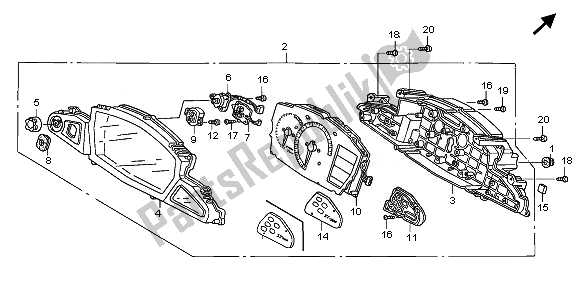 Alle onderdelen voor de Meter (kmh) van de Honda ST 1300A 2010