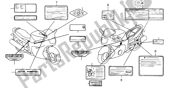 Todas las partes para Etiqueta De Precaución de Honda CBR 1100 XX 1997