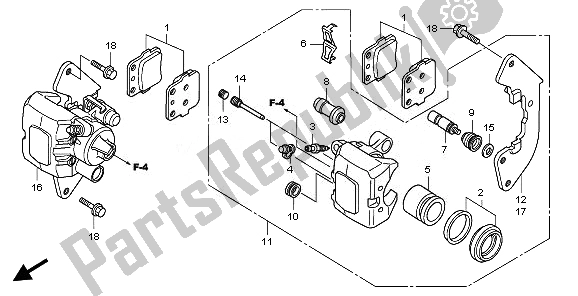 Tutte le parti per il Pinza Freno Anteriore del Honda TRX 420 FE Fourtrax Rancher 4X4 ES 2010