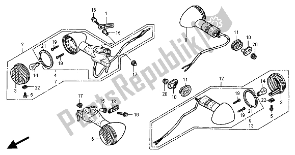 Alle onderdelen voor de Winker van de Honda VT 125C 2000