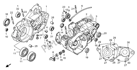 All parts for the Crankcase of the Honda CR 500R 1997