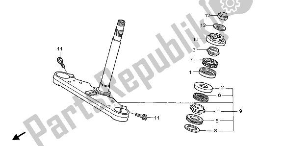 All parts for the Steering Stem of the Honda VT 125C 2003