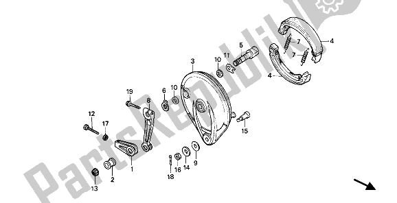 All parts for the Rear Brake Panel of the Honda XBR 500S 1987