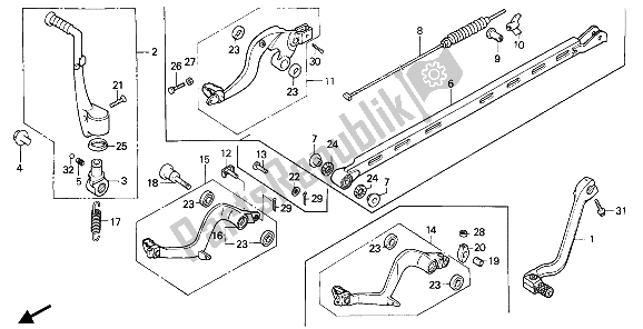 Todas las partes para Cambiar Pedal Y Pedal De Freno Y Brazo De Arranque de Honda CR 250R 1988