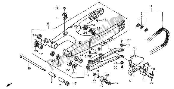 All parts for the Swingarm of the Honda CR 80 RB LW 1998