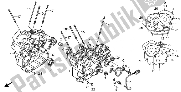 All parts for the Crankcase of the Honda VT 750 SA 2010