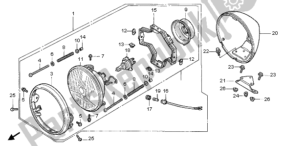 Todas as partes de Farol do Honda VT 1100C2 1995