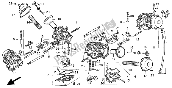 Tutte le parti per il Carburatore (parti Componenti) del Honda ST 1100 1997