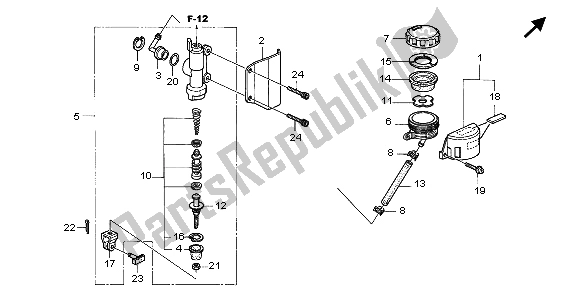 All parts for the Rr. Brake Master Cylinder of the Honda VTX 1300S 2007