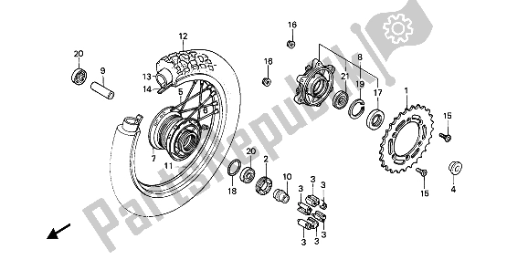 Tutte le parti per il Ruota Posteriore del Honda NX 250 1988