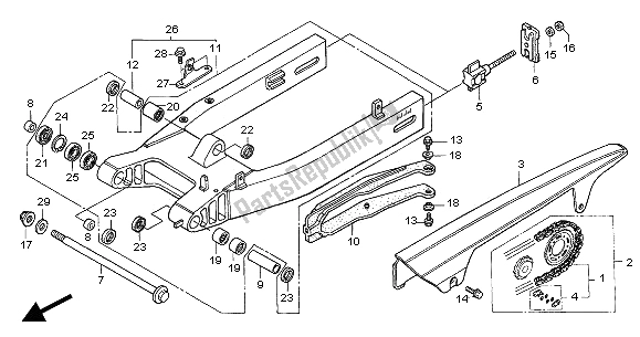 All parts for the Swingarm of the Honda CB 600F2 Hornet 2002