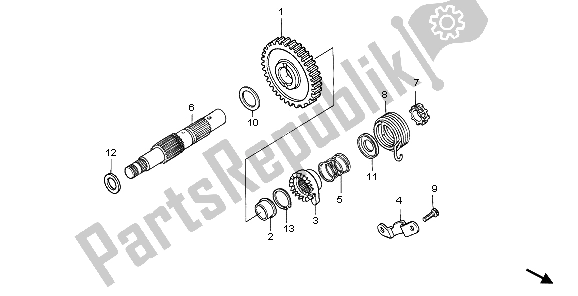 All parts for the Kick Starter Spindle of the Honda XR 600R 1998