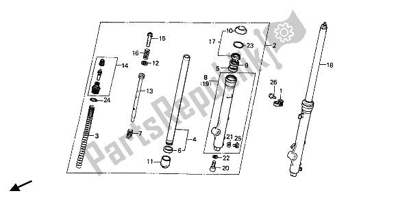 All parts for the Front Fork of the Honda CR 80R 1987