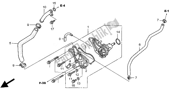 All parts for the Water Pump of the Honda TRX 680 FA Fourtrax Rincon 2010