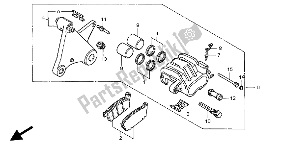 All parts for the Rear Brake Caliper of the Honda GL 1500C 1998