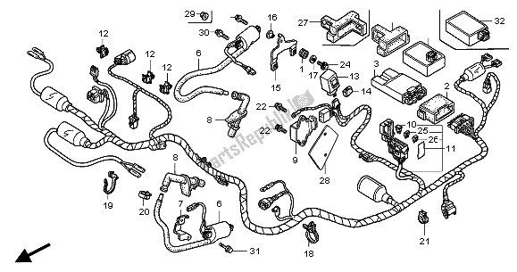 Alle onderdelen voor de Kabelboom van de Honda VTR 1000F 2001