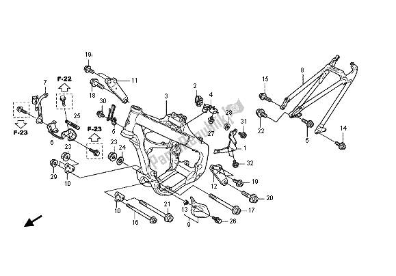 Toutes les pièces pour le Corps De Châssis du Honda CRF 450R 2012