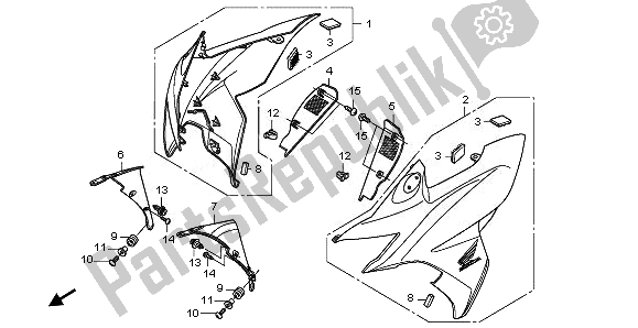 All parts for the Front Cowl of the Honda CBF 1000F 2010