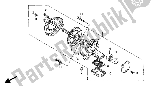 All parts for the Oil Pump of the Honda CA 125 1995