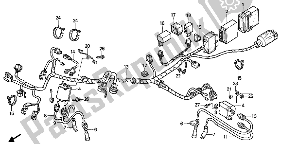 All parts for the Wire Harness of the Honda NTV 650 1988