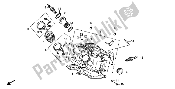 Todas las partes para Culata (trasera) de Honda PC 800 1989