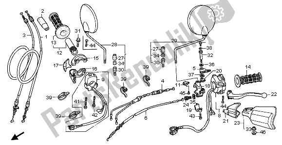 All parts for the Handle Lever & Switch & Cable of the Honda XRV 750 Africa Twin 1996