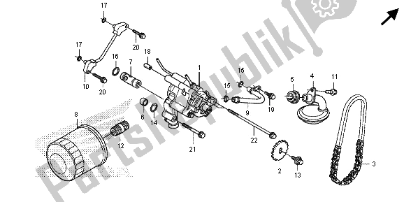 All parts for the Oil Filter & Oil Pump of the Honda VT 1300 CXA 2013