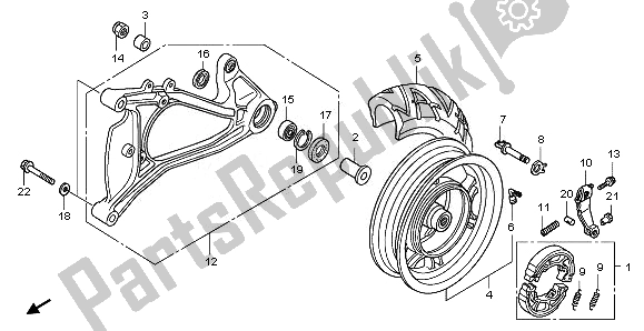 All parts for the Rear Wheel & Swingarm of the Honda PES 125 2011