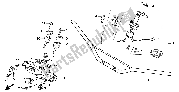 All parts for the Handle Pipe & Top Bridge of the Honda NX 650 1998