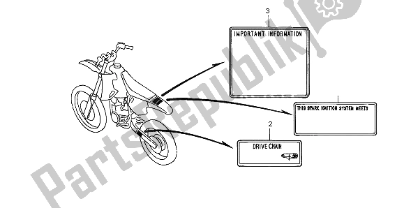 Wszystkie części do Etykieta Ostrzegawcza Honda CR 80 RB LW 1999